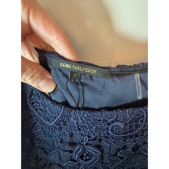 KOBI HALPERIN Jacqueline Sleeveless Lace Midi-Dress navy blue sz 2 $698 NWT - Picture 4 of 16